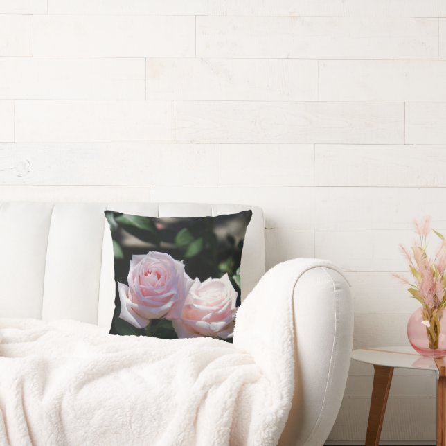 Pastel Pink Roses Throw Pillow (Couch)