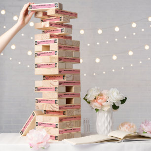 Pastel Pink Roses Wedding Guest Book Block NOTES Topple Tower