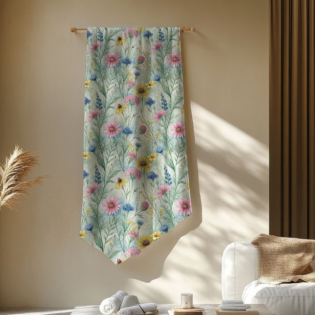 Pastel Pink Sage Green Wildflowers Boho Vibes Fleece Blanket (Pastel Pink Sage Green Wildflowers Boho Vibes Fleece Blanket)