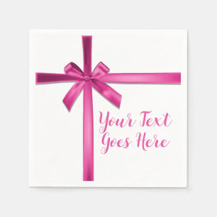 Pastel Pink Satin Ribbon Bow Birthday Party Napkins