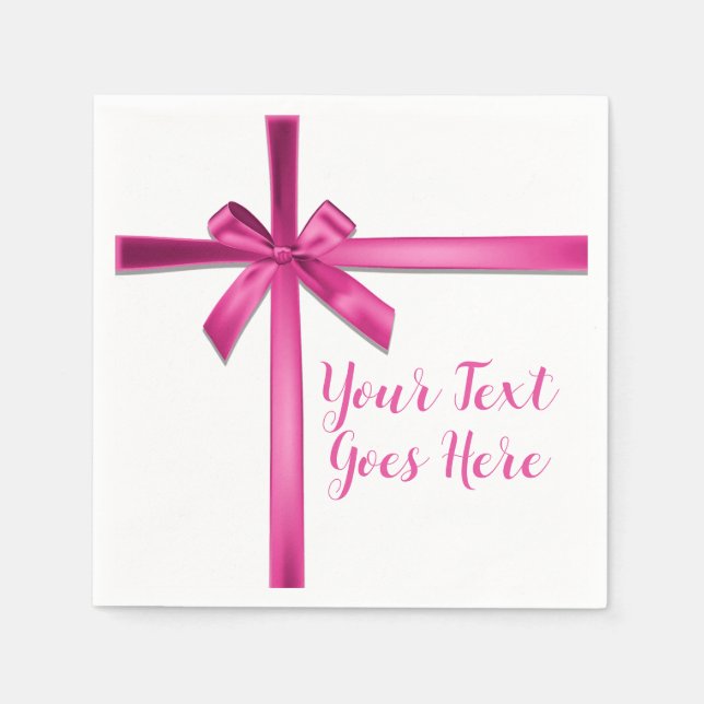 Pastel Pink Satin Ribbon Bow Birthday Party Napkins (Front)