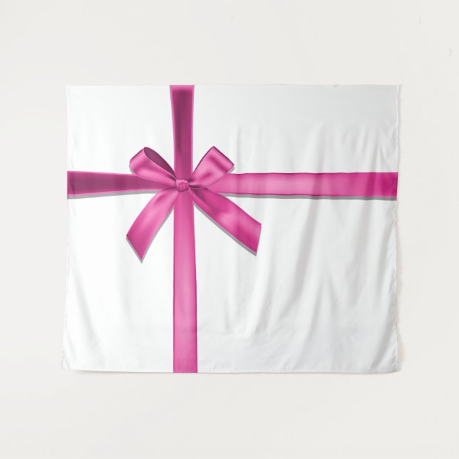 Pastel Pink Satin Ribbon Bow Birthday Party Tapestry (Front (Horizontal))