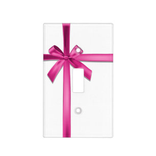 Pastel Pink Satin Ribbon Bow Light Switch Cover