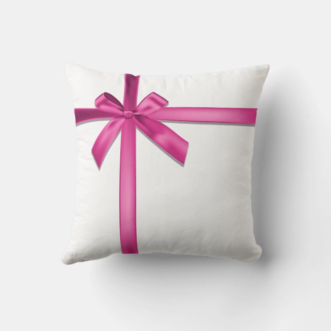 Pastel Pink Satin Ribbon Bow  Throw Pillow (Back)