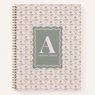 Pastel Pink Scallop Floral Personalized Notebook