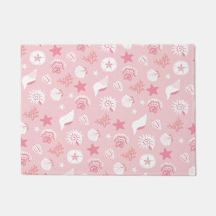 Pastel Pink Sea Shells and Coral Seamless Pattern Doormat