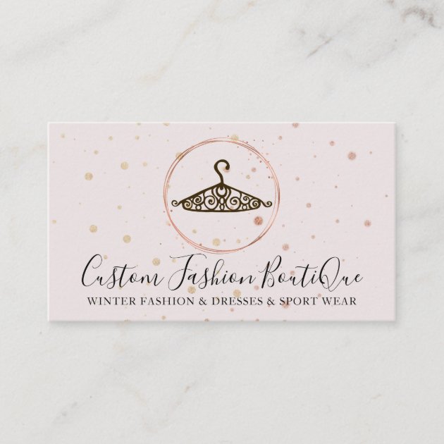 Pastel Pink Seamstress Fashion Tailor Swirl Hanger Business Card