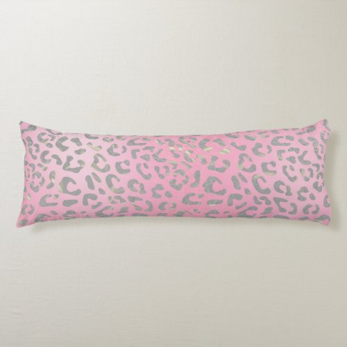 Pastel Pink Silver Leopard Print Body Pillow