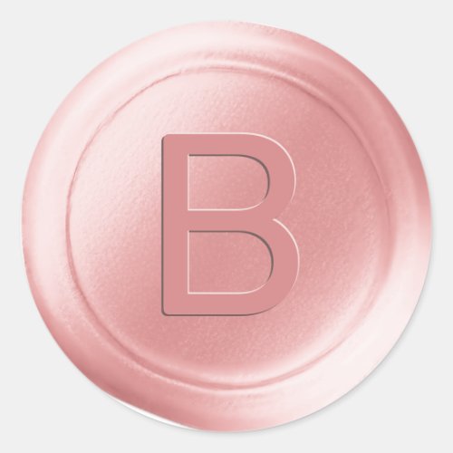 Pastel Pink Single Letter Wax Seal Look Sticker