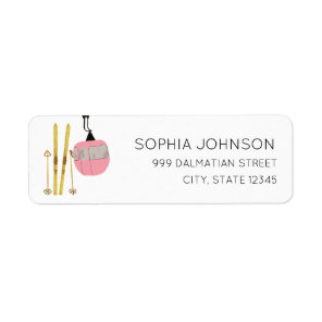 Pastel Pink Ski Skiing Return Address Label