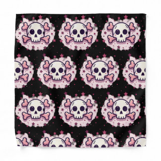 Pastel Pink Skull and Crossbones Bandana