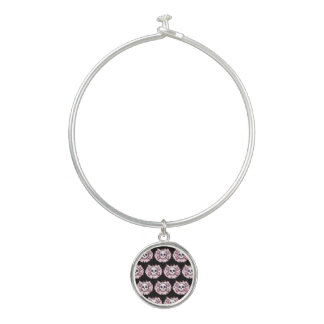Pastel Pink Skull and Crossbones Bangle Bracelet