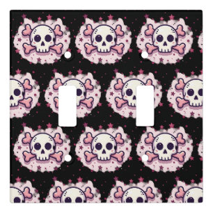 Pastel Pink Skull and Crossbones Light Switch Cover