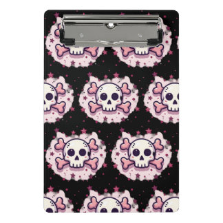 Pastel Pink Skull and Crossbones Mini Clipboard