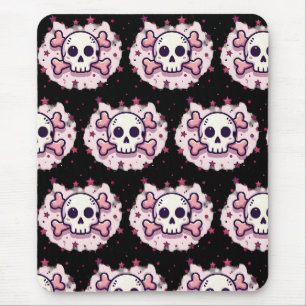 Pastel Pink Skull and Crossbones Mouse Pad