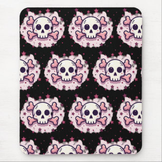 Pastel Pink Skull and Crossbones Mouse Pad