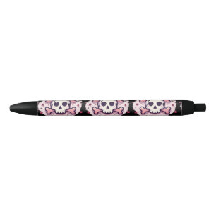 Pastel Pink Skull and Crossbones Pen