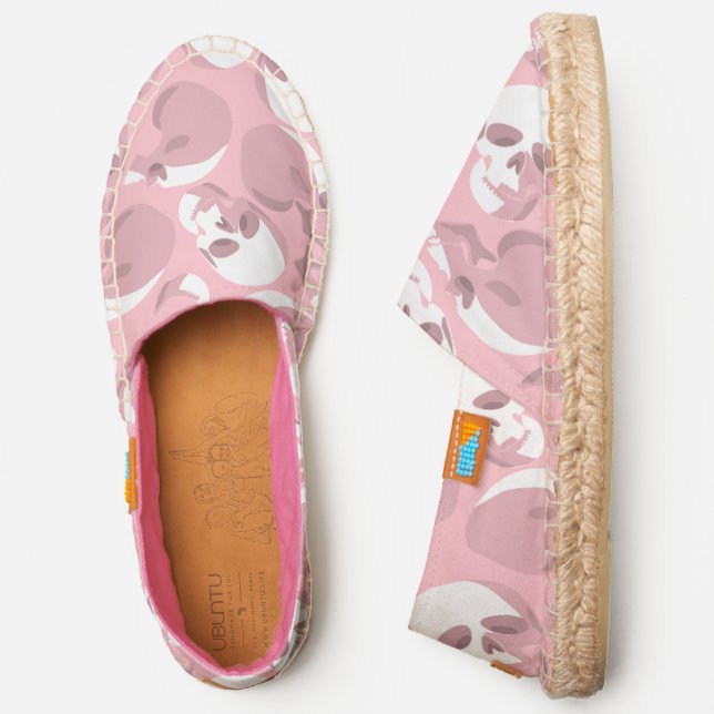 pastel pink skull skeleton pattern espadrilles (Side)