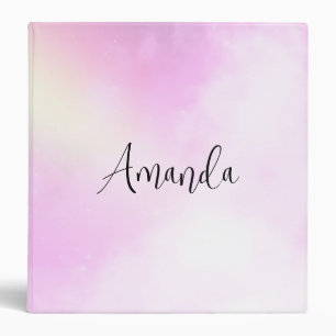Pastel Pink Sky with Yellow Rainbow 3 Ring Binder