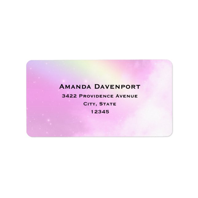 Pastel Pink Sky with Yellow Rainbow Address Label (Front)