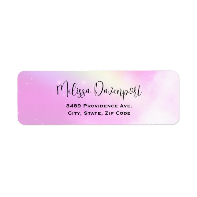Pastel Pink Sky with Yellow Rainbow Address Label (Front)
