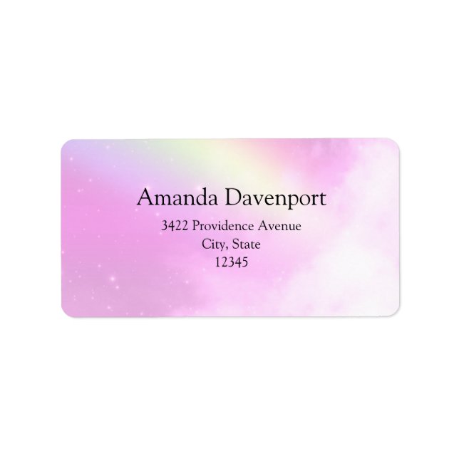 Pastel Pink Sky with Yellow Rainbow Address Label (Front)