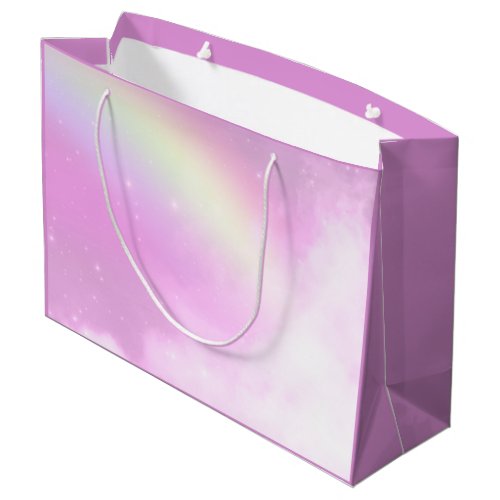 Pastel Pink Sky with Yellow Rainbow Large Gift Bag