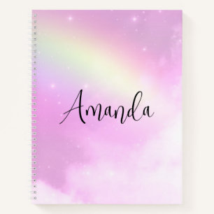 Pastel Pink Sky with Yellow Rainbow Notebook