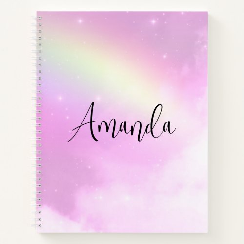Pastel Pink Sky with Yellow Rainbow Notebook