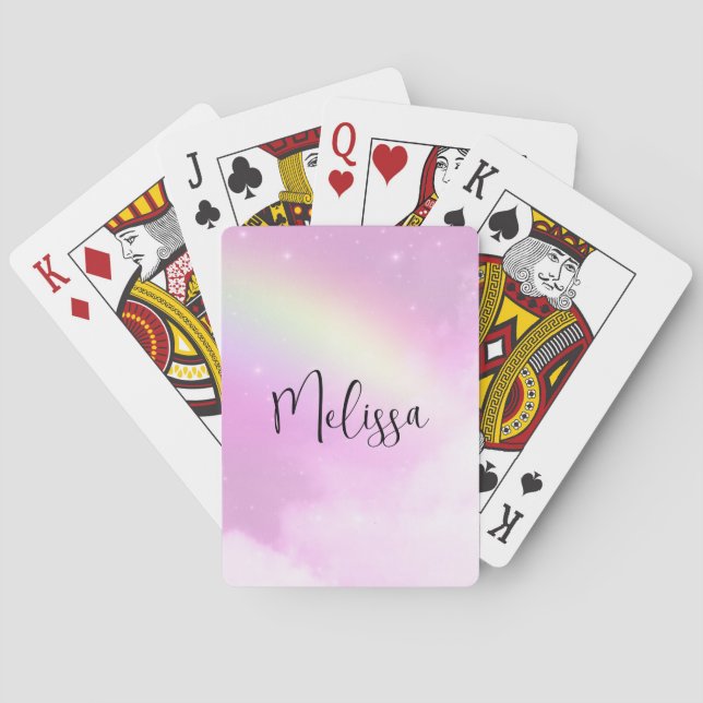 Pastel Pink Sky with Yellow Rainbow Poker Cards (Back)