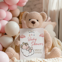 Pastel Pink Sleeping Cloud Baby Dragon Birthday