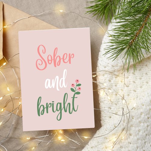 Pastel Pink Sober and Bright Christmas Thank You Card