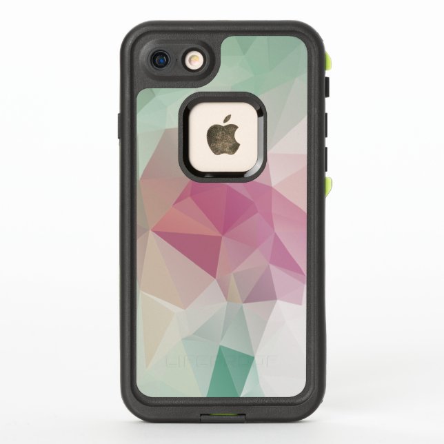 Pastel Pink Soft Green Abstract Pyramid Pattern LifeProof iPhone Case (Back)