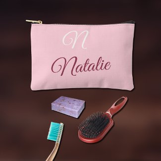 Pastel pink solid color monogrammed