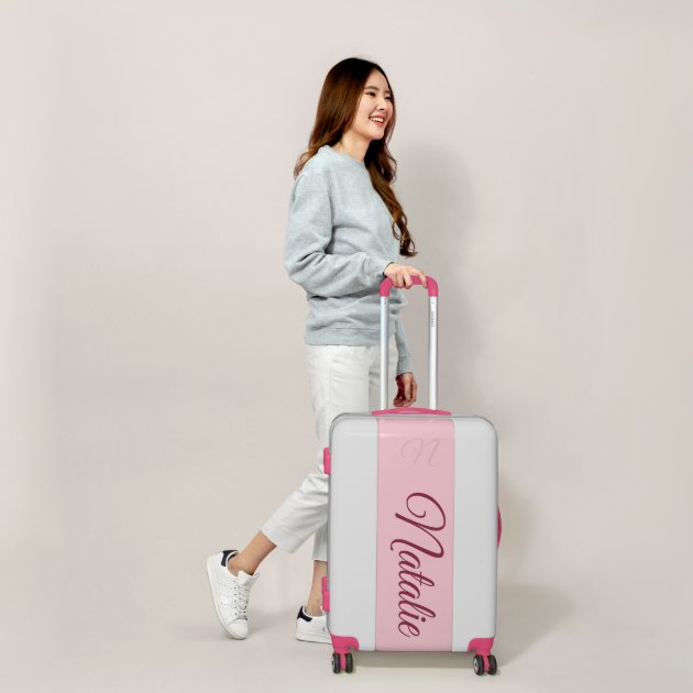 pastel pink suitcase