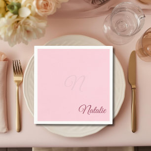 Pastel pink solid color monogrammed napkins
