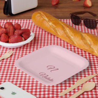 Pastel pink solid color monogrammed 
