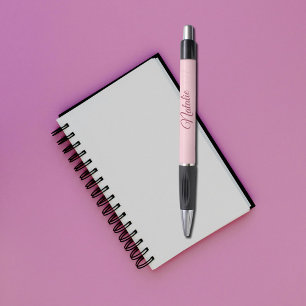 Pastel pink solid color monogrammed pen