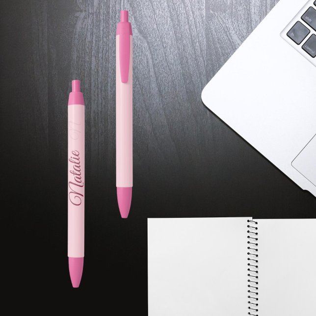 Pastel pink solid color monogrammed pen (Creator Uploaded)