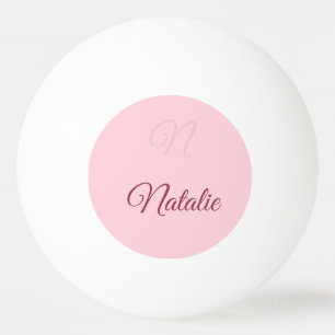 Pastel pink solid color monogrammed ping pong ball