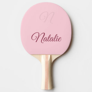 Pastel pink solid color monogrammed ping pong paddle
