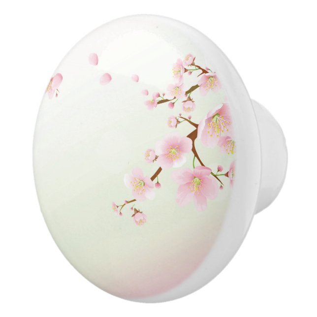 Pastel Pink Spring Cherry Blossom Ceramic Knob (Right)