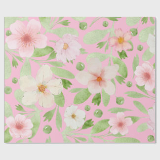 Pastel Pink Spring Floral Pattern Wrapping Paper