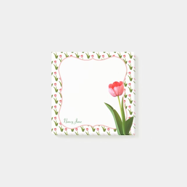 Pastel Pink Spring Tulip Floral Photography Post-it Notes (Front)