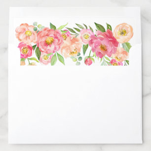 Pastel Pink Spring Watercolor Peonies Wedding Envelope Liner