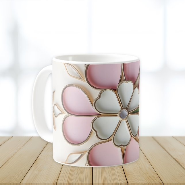 Pastel Pink St Patricks Day Stained Glass Style Coffee Mug (Pastel Pink St Patricks Day Stained Glass Style Coffee Mug)