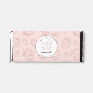 Pastel Pink Strawberry Birthday  Hershey Bar Favors