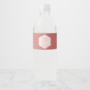 Pastel Pink Strawberry Minimalist Birthday Water Bottle Label