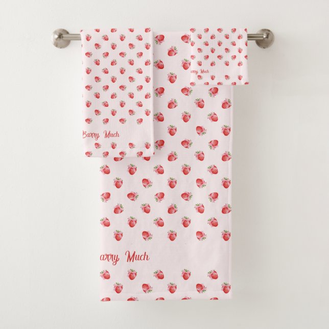 Pastel Pink Strawberry with Bow Pattern Towel (Insitu)