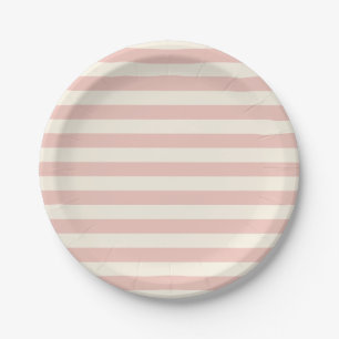 Pastel Pink Stripe Pattern Modern Minimalist Paper Plates